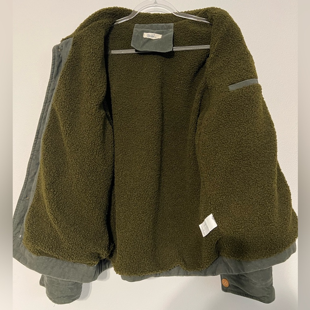 Reverb Mens Button Down‎ Sherpa Lined Corduroy Jacket Green Brown Size XL - Picture 2 of 10